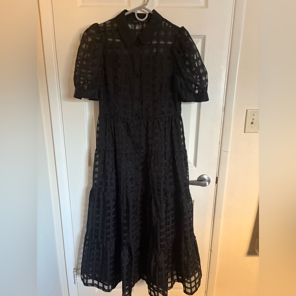 English Factory Black Grid Midi Dress - Picture 5 of 6